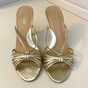 Gold Strappy Heeled (3”) Sandals - Size 7.5